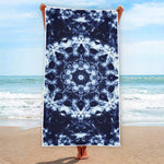 Blue Winter Mandala Print Beach Towel