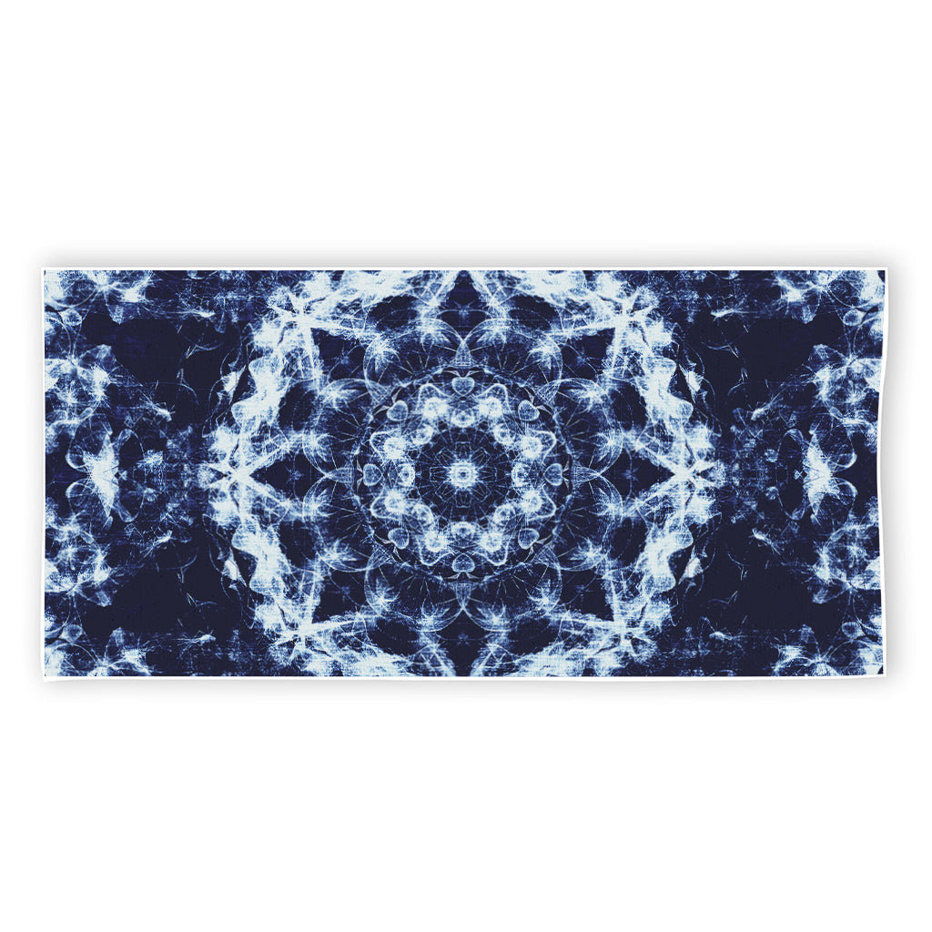 Blue Winter Mandala Print Beach Towel