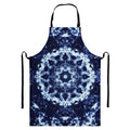Blue Winter Mandala Print Bib Apron With Pocket