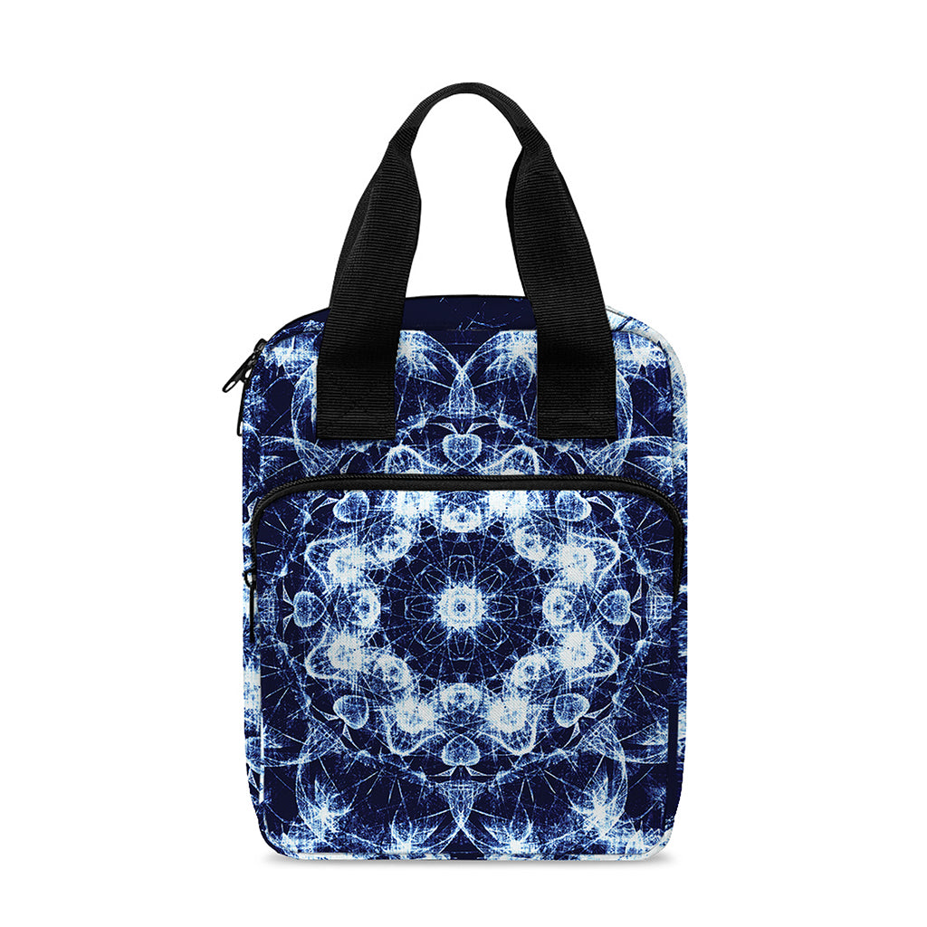 Blue Winter Mandala Print Bible Tote Bag