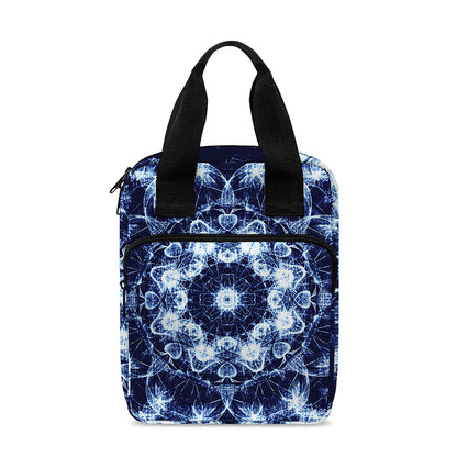 Blue Winter Mandala Print Bible Tote Bag