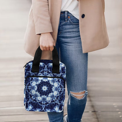 Blue Winter Mandala Print Bible Tote Bag