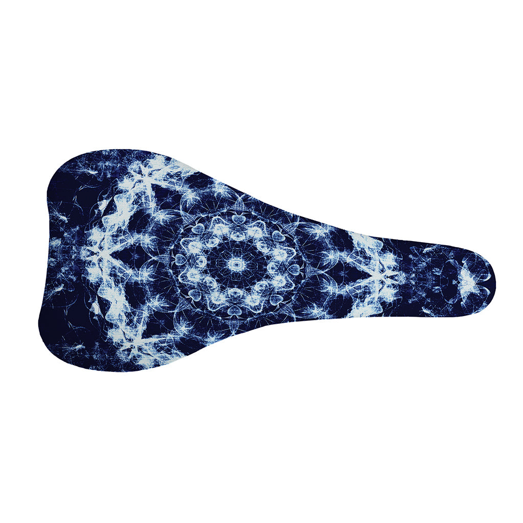Blue Winter Mandala Print Bicycle Seat Cover
