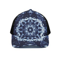 Blue Winter Mandala Print Black Mesh Trucker Hat