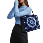 Blue Winter Mandala Print Canvas Tote Bag
