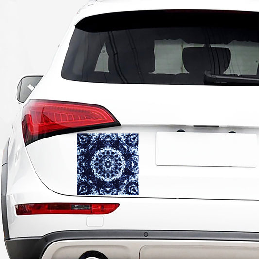 Blue Winter Mandala Print Car Sticker