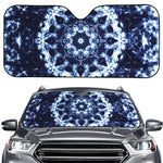 Blue Winter Mandala Print Car Windshield Sun Shade