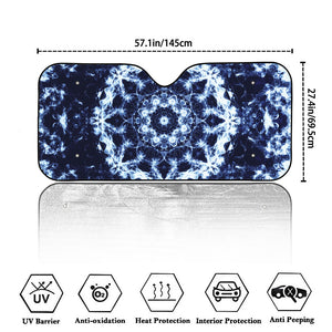 Blue Winter Mandala Print Car Windshield Sun Shade