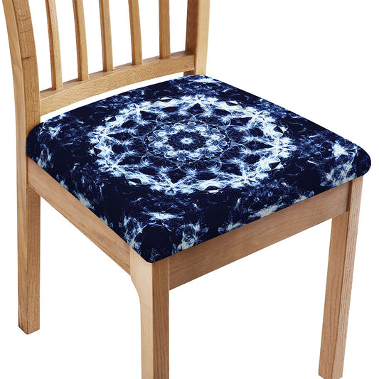 Blue Winter Mandala Print Chair Cushion Cover