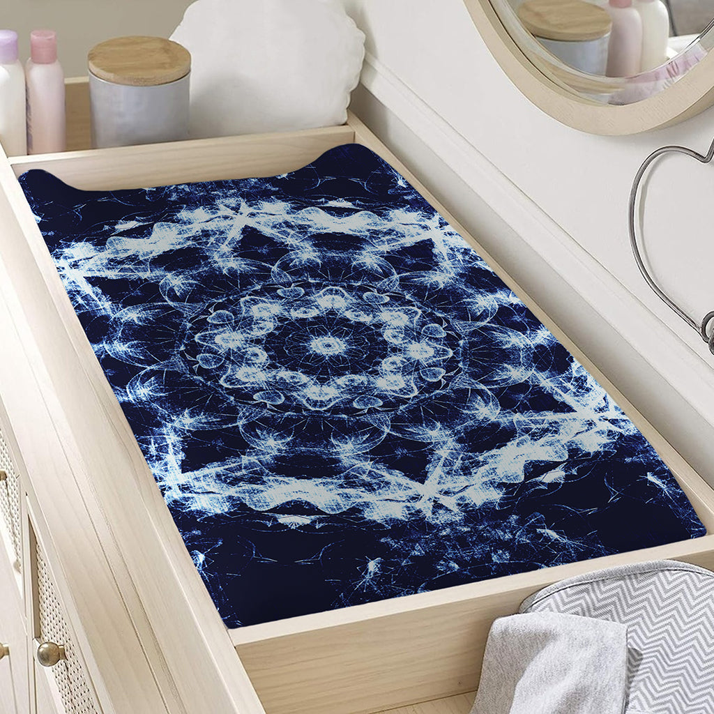 Blue Winter Mandala Print Changing Pad Cover