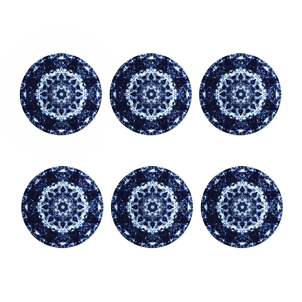 Blue Winter Mandala Print Coaster Set