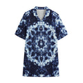 Blue Winter Mandala Print Cotton Hawaiian Shirt