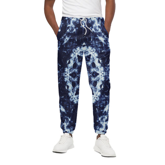 Blue Winter Mandala Print Cotton Pants