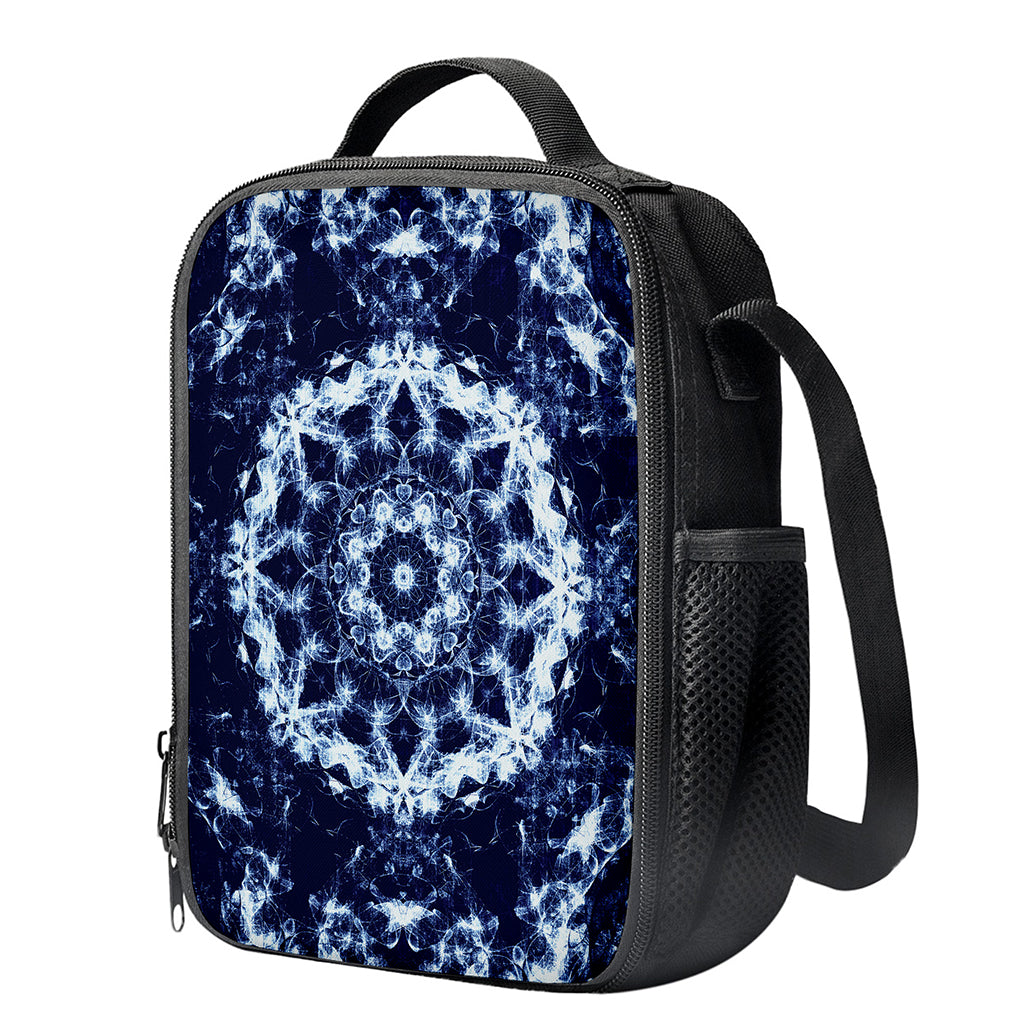Blue Winter Mandala Print Crossbody Lunch Bag
