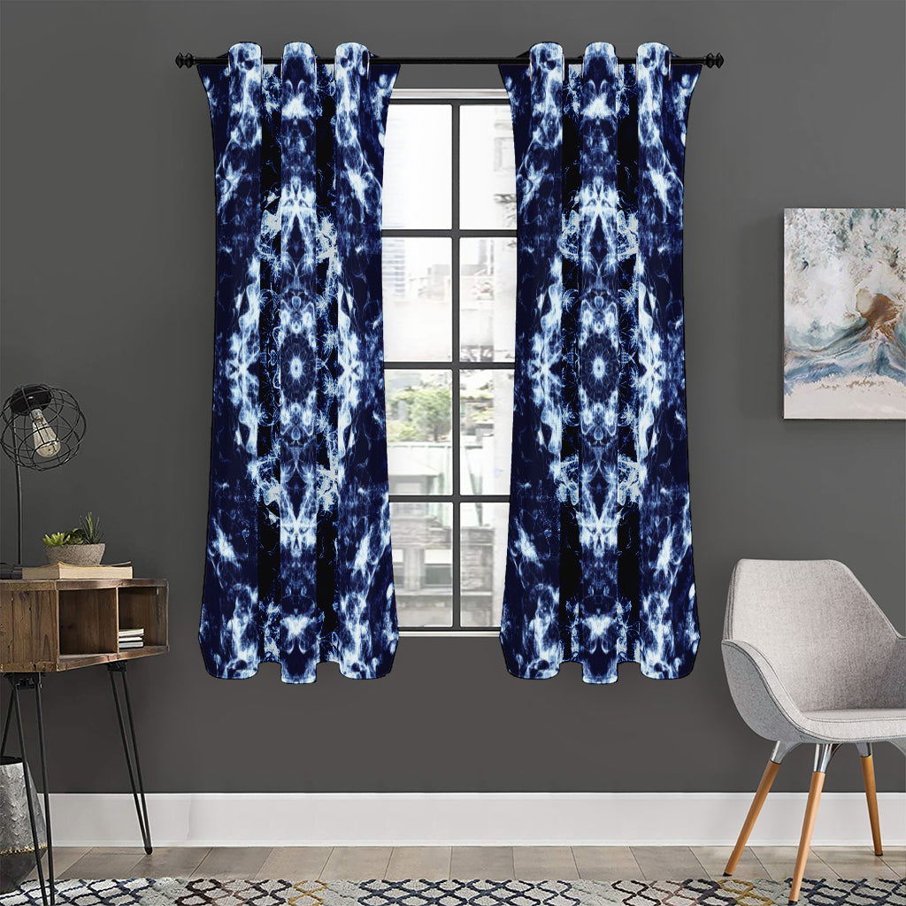Blue Winter Mandala Print Curtain