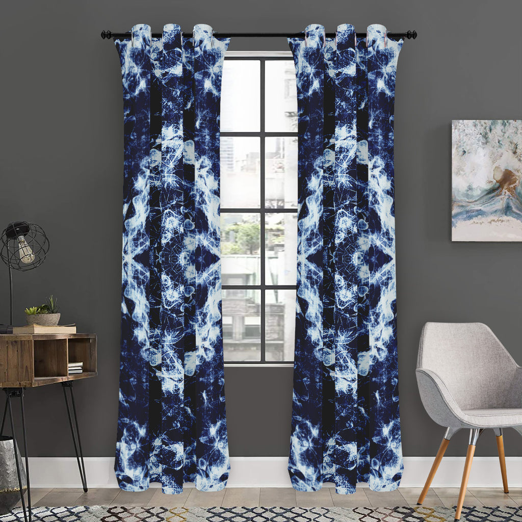 Blue Winter Mandala Print Curtain