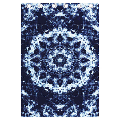 Blue Winter Mandala Print Curtain