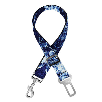 Blue Winter Mandala Print Dog Seat Belt