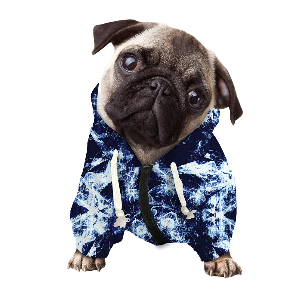 Blue Winter Mandala Print Dog Zip Up Hoodie