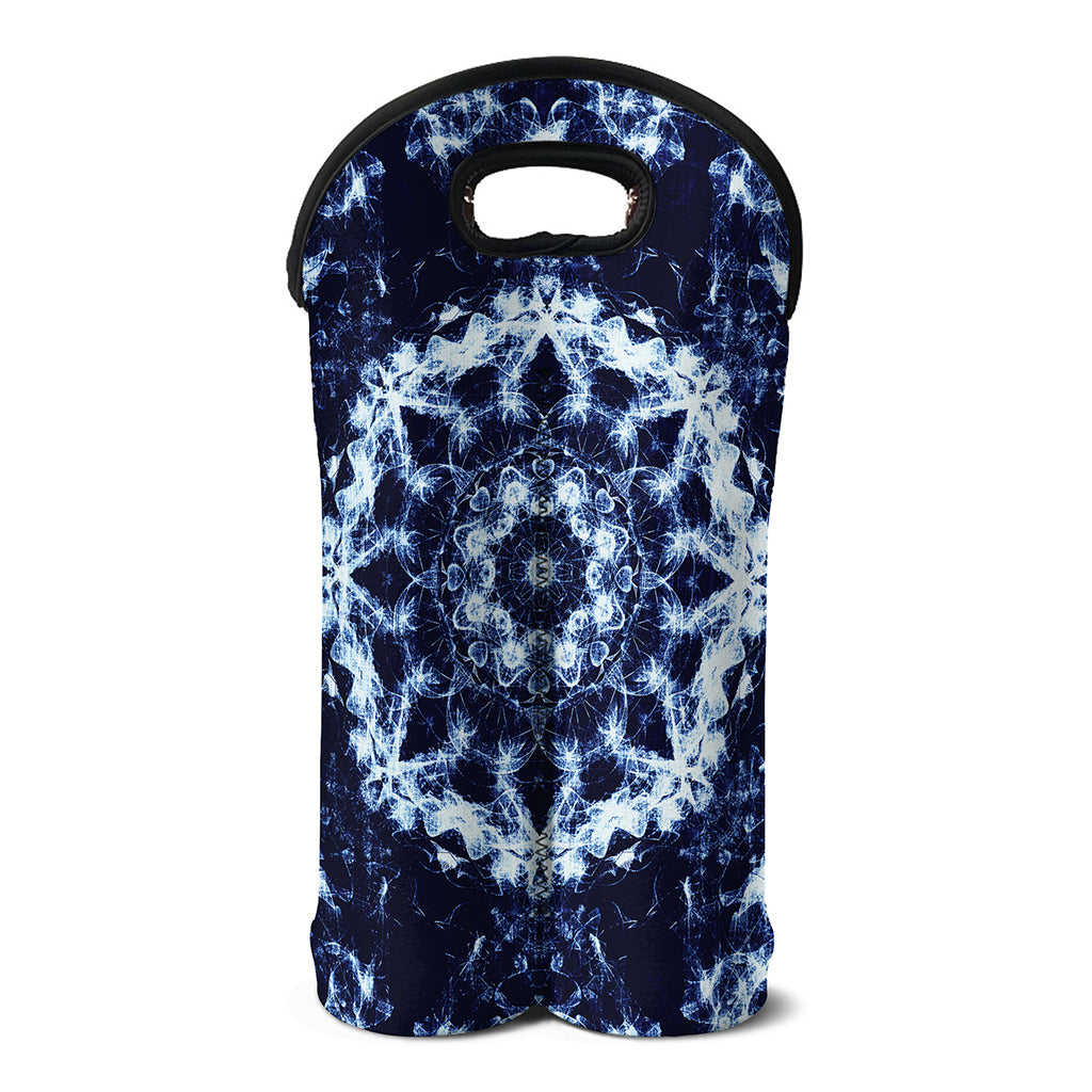 Blue Winter Mandala Print Double Neoprene Wine Tote