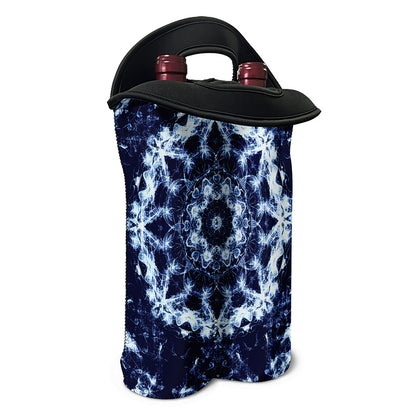 Blue Winter Mandala Print Double Neoprene Wine Tote