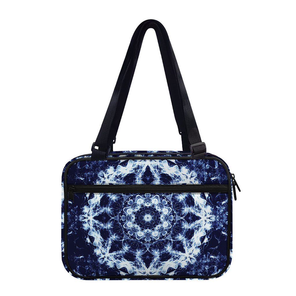 Blue Winter Mandala Print Double Strap Bible Bag