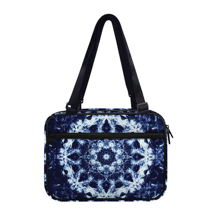 Blue Winter Mandala Print Double Strap Bible Bag