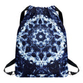 Blue Winter Mandala Print Drawstring Backpack