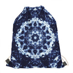 Blue Winter Mandala Print Drawstring Bag