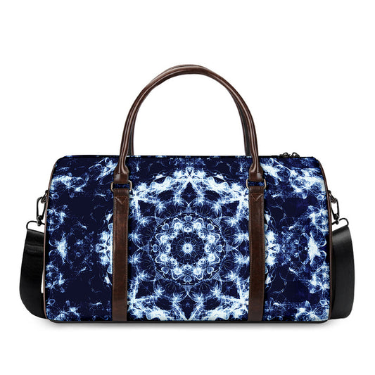 Blue Winter Mandala Print Duffle Bag