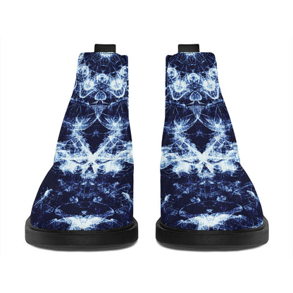Blue Winter Mandala Print Flat Ankle Boots