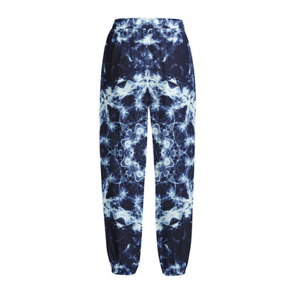 Blue Winter Mandala Print Fleece Lined Knit Pants