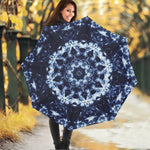 Blue Winter Mandala Print Foldable Umbrella