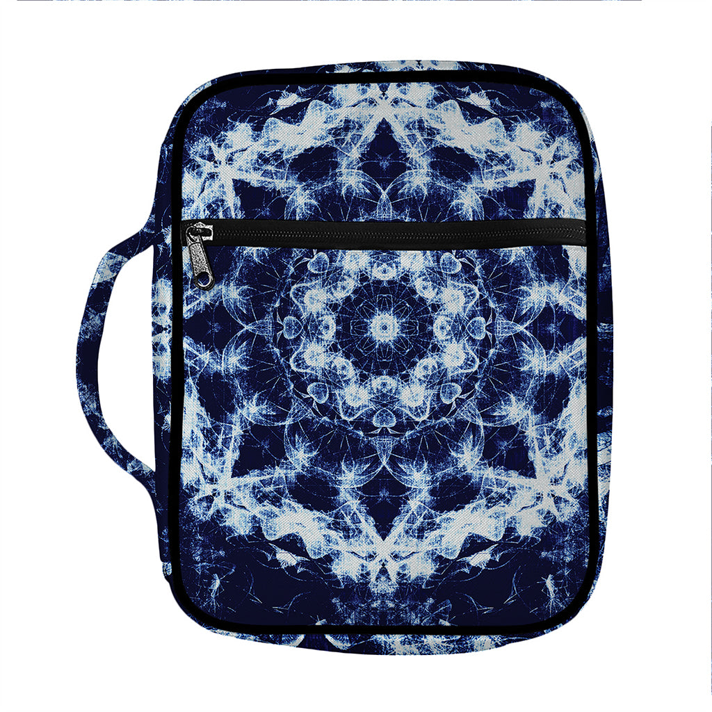Blue Winter Mandala Print Front Pocket Bible Bag
