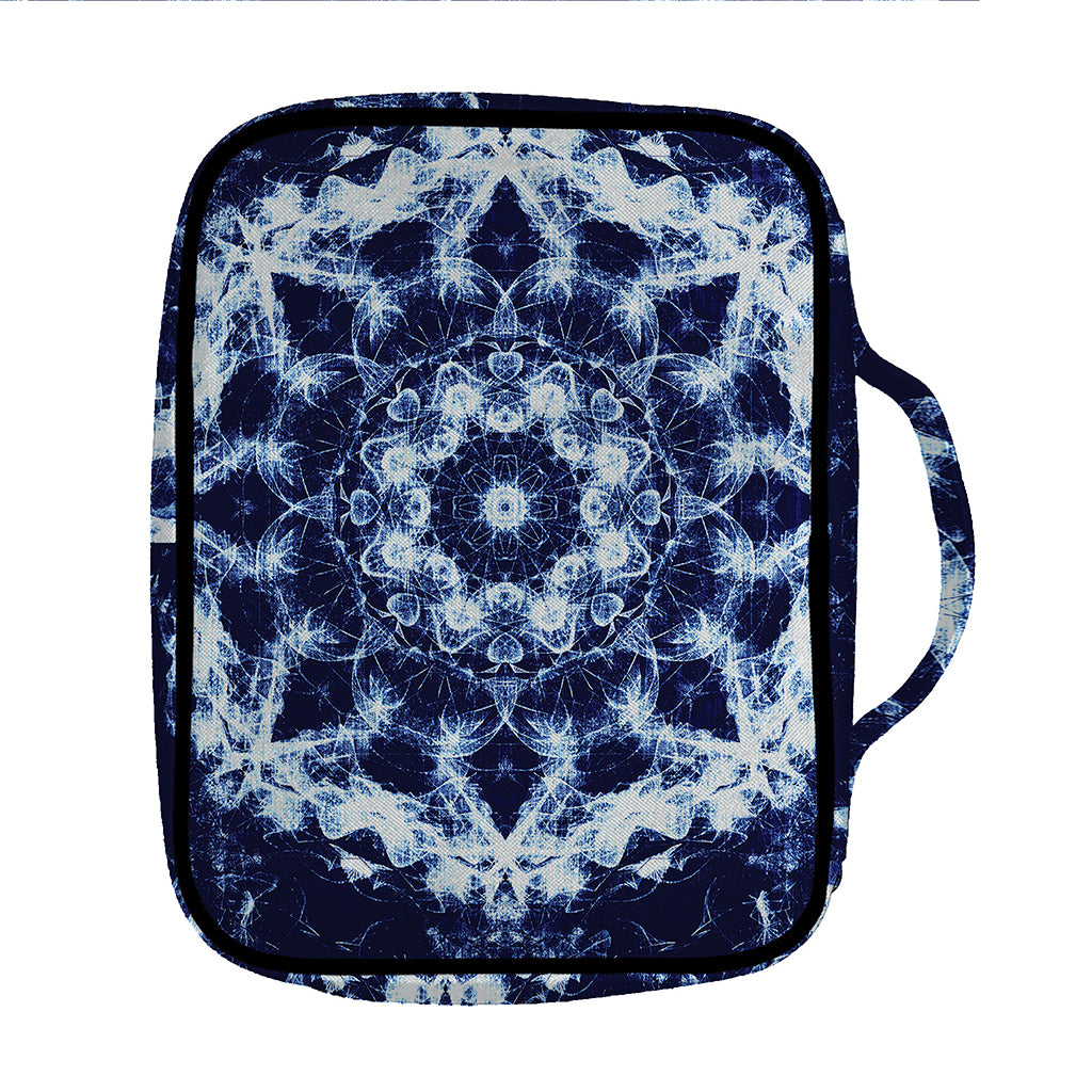 Blue Winter Mandala Print Front Pocket Bible Bag