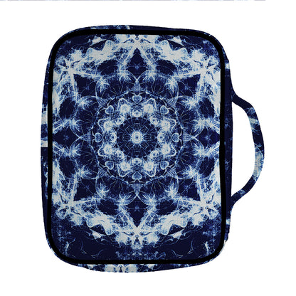 Blue Winter Mandala Print Front Pocket Bible Bag
