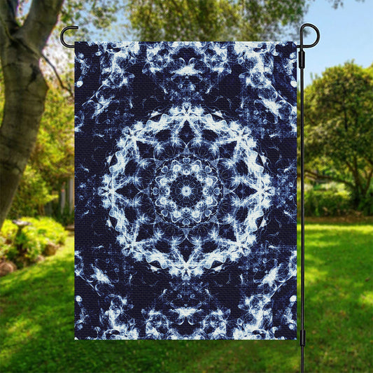 Blue Winter Mandala Print Garden Flag
