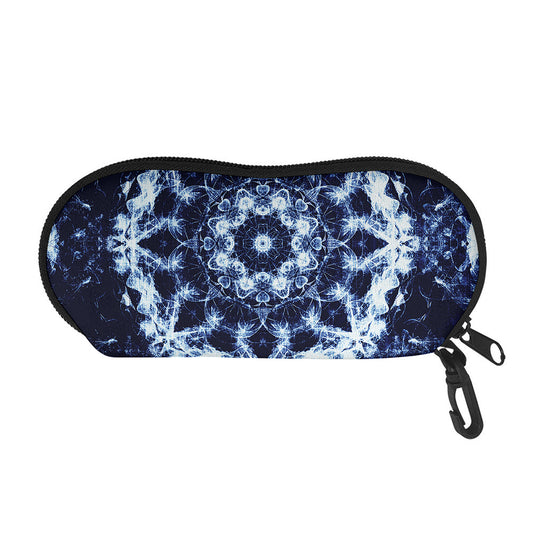 Blue Winter Mandala Print Glasses Case