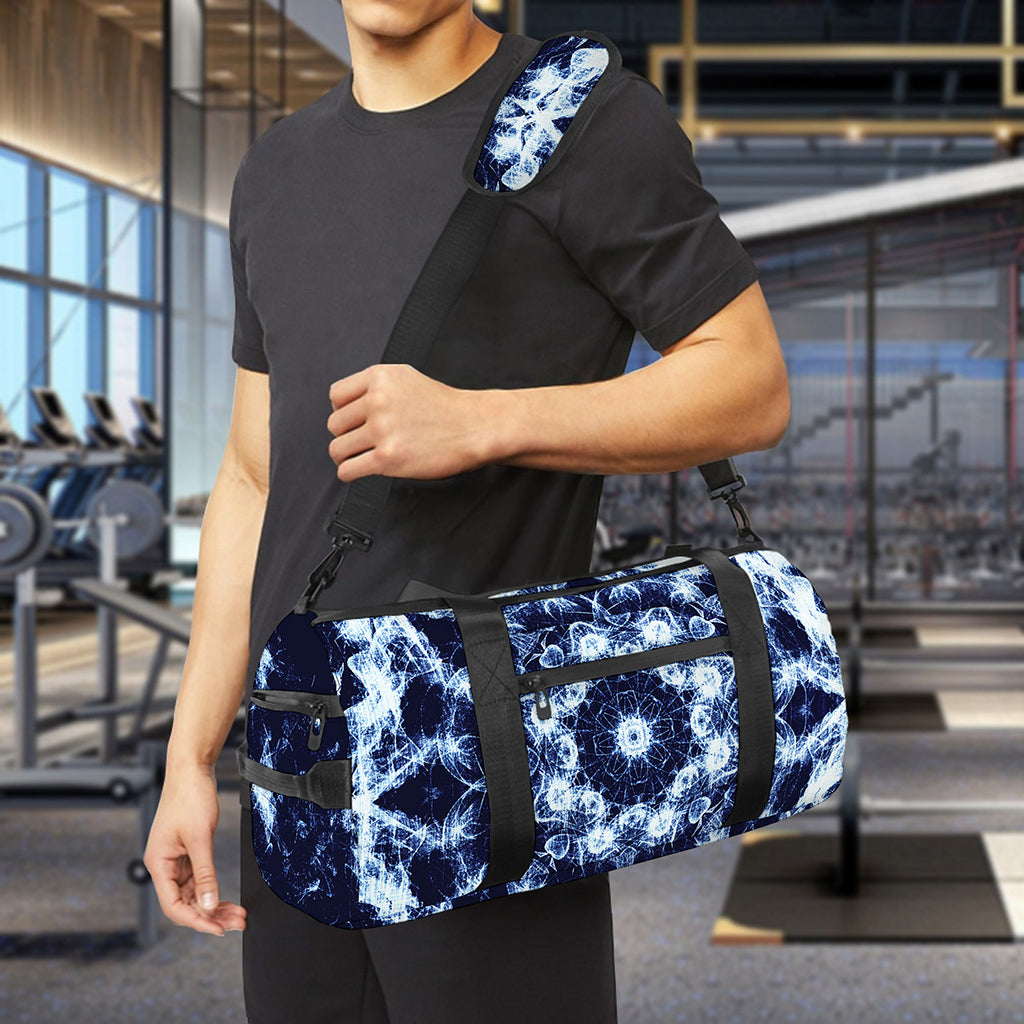 Blue Winter Mandala Print Gym Bag