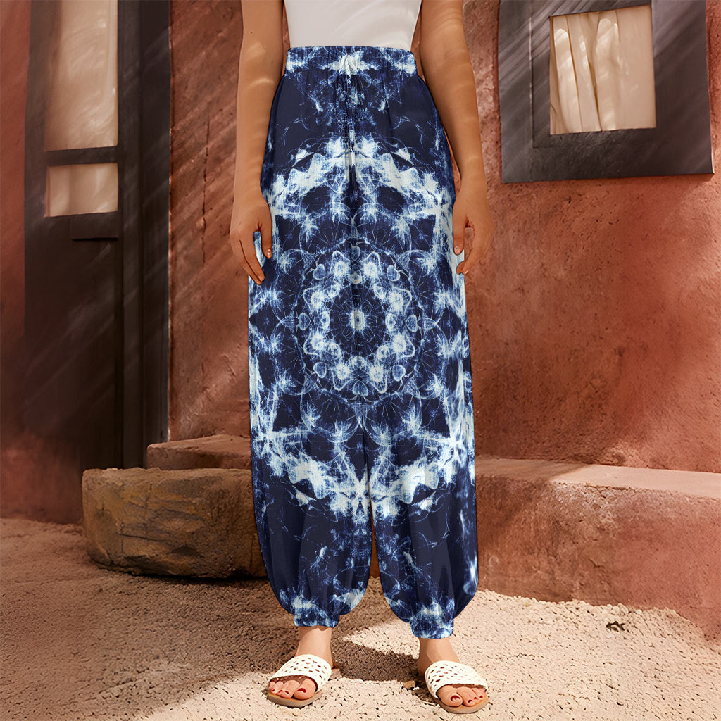 Blue Winter Mandala Print Harem Pants