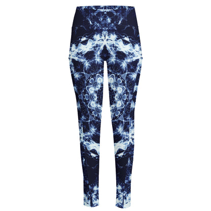 Blue Winter Mandala Print High-Waisted Pocket Leggings