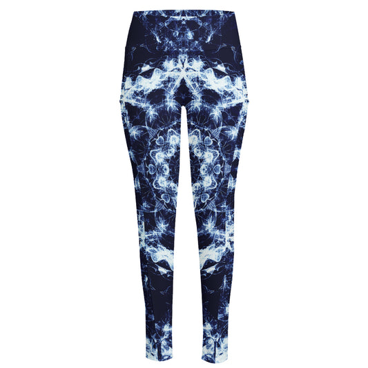 Blue Winter Mandala Print High-Waisted Pocket Leggings