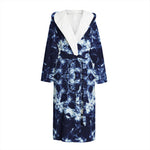 Blue Winter Mandala Print Hooded Bathrobe