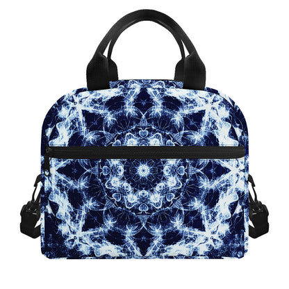 Blue Winter Mandala Print Insulated Lunch Bag