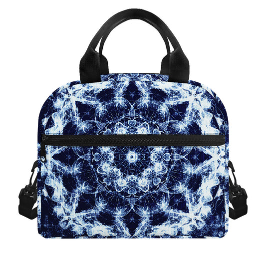 Blue Winter Mandala Print Insulated Lunch Bag