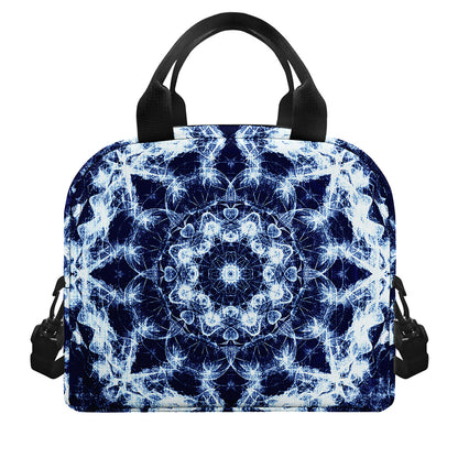 Blue Winter Mandala Print Insulated Lunch Bag