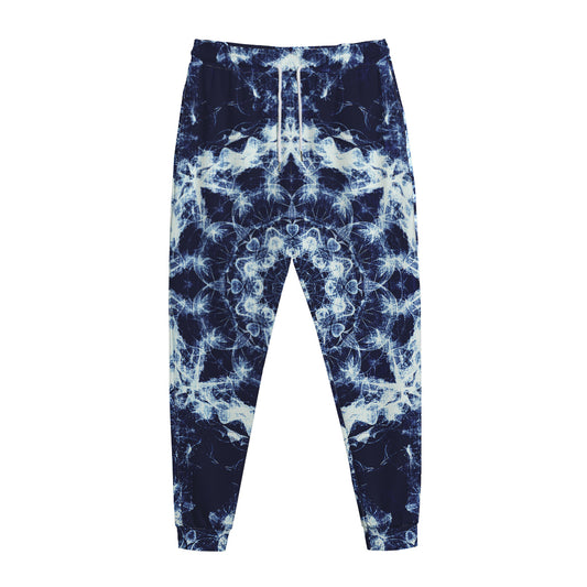 Blue Winter Mandala Print Jogger Pants