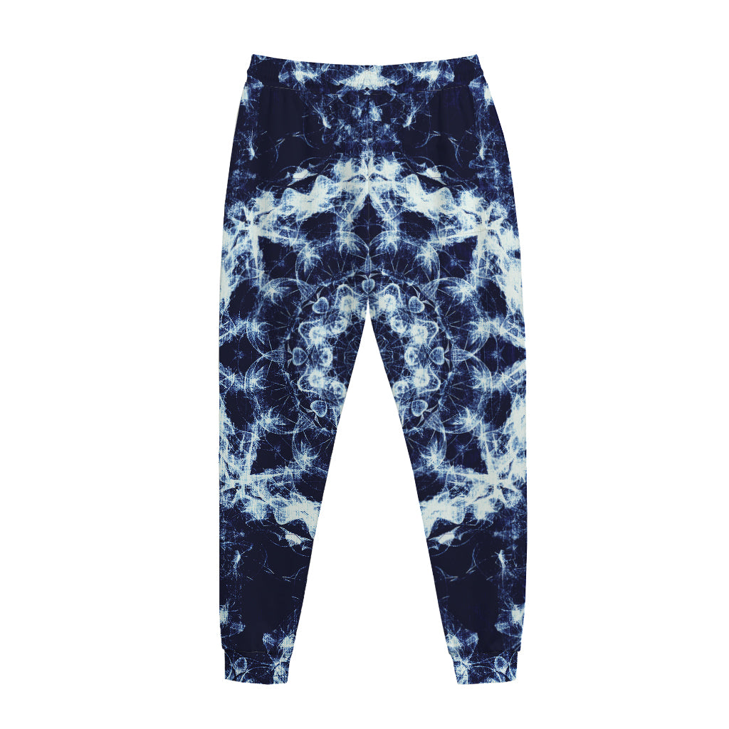 Blue Winter Mandala Print Jogger Pants