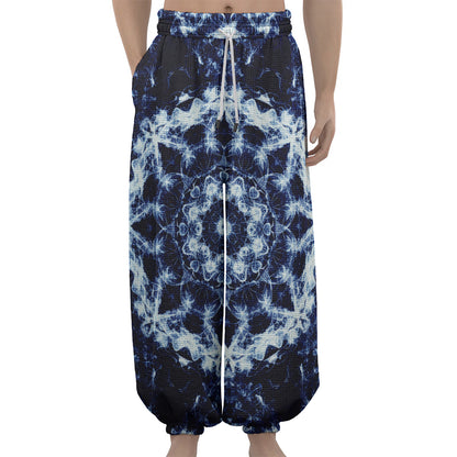 Blue Winter Mandala Print Lantern Pants