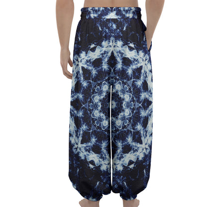 Blue Winter Mandala Print Lantern Pants
